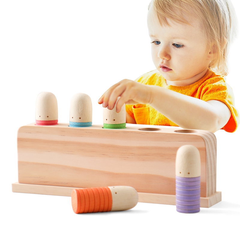 Woodworking Kids Toys - Zabawki Montessori dziecko drewniane podskakujące rozpoznawanie